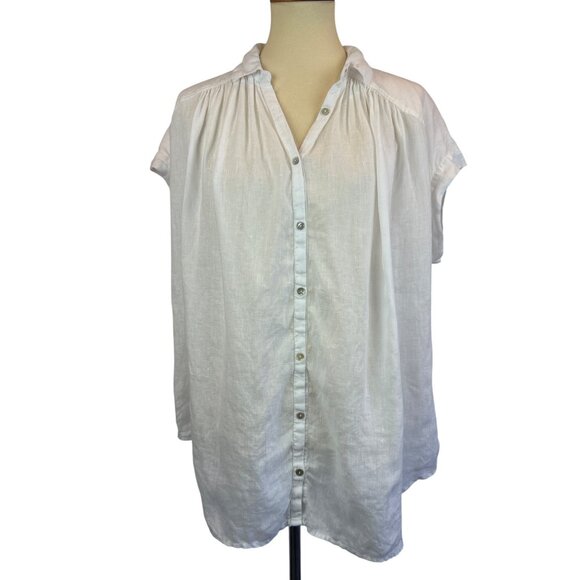 Artisan Ny Tops - Artisan NY Linen Button Down White Shirt Short Sleeve Womens M